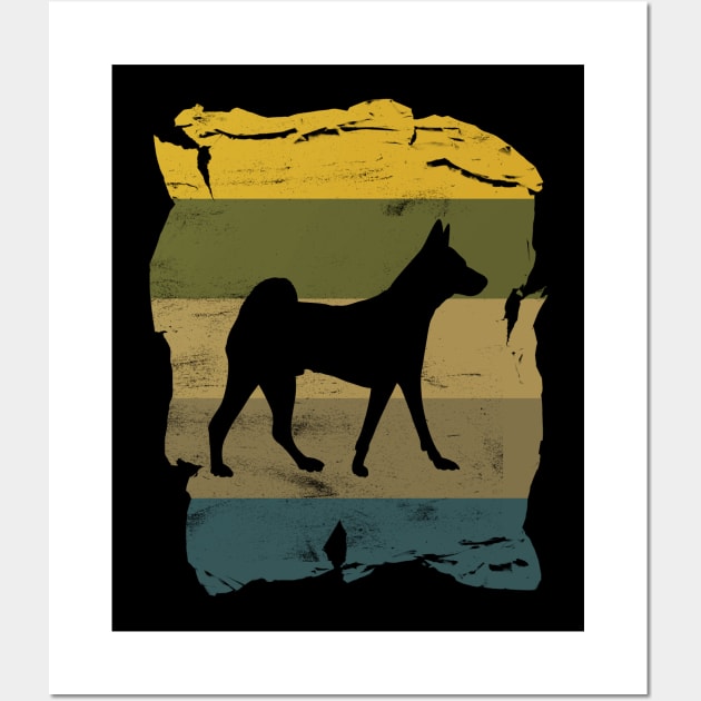 Basenji Distressed Vintage Retro Silhouette Wall Art by DoggyStyles